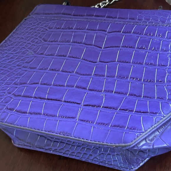 Purple Croc Embossed Bag Silver Shoulder Chain Bag NEW With Tags MOD Hexagon - Picture 12 of 12